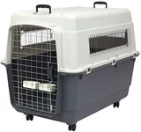 SportPet Designs Plastic Kennels Rolling Plastic Wire Door Travel Dog Crate, XXL