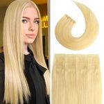 Tape in Brazilian Human Hair Extensions 100% Remy Human Hair Glue in Extensions Balayage Seamless Silky Straight Skin Weft Hair(18Inch #613 Bleach Blonde 20pcs 40g)