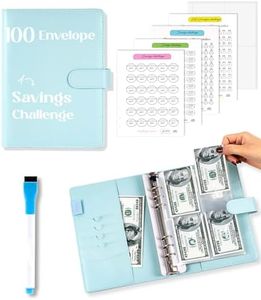 FLYING EAGLE 100 Envelopes Money Saving Challenge, Savings Budget Binder with Cash Envelopes Easy and Fun Way to Save $5050 with Envelopes & Challenge Tracker, Money Saving Binder 100 Pocket, Blue