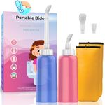 2PCS Portable Bidet with 2 Nozzle + Scalable Tube - 500ml Travel Bidet - Peri Wash Bottle 17oz Handheld Personal Bidet - for Outdoor,Camping,Travling,Driver,Personal Hygiene