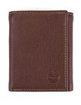 Timberland Men's Genuine Leather RFID Blocking Trifold Security Wallet, Brown, One Size