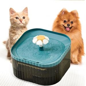 Automatic 2.5L Capacity Pet Water Fountain for Cats and Dogs Ultra-Quiet| BPA-Free and Easy to Clean - Flower Design and Filter System| Encourages Hydration and Fresh Water Flow (Blue)