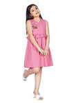 Fashion Dream Girl's Knee Length Frock (FDGFRK00171 PNK 28_ Pink_7-8 Yrs)