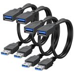 SaiTech IT 4 Pack Short Length 30cm USB 3.0 Extension Cable, Male to Female Extender Cable, USB 3.0 Extender Cord