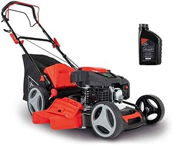 Scheppach Tondeuse Thermique autotractée MS225-53 - Moteur 6 CV / 4,4 KW - Largeur de Coupe 53 cm - Hauteur de Coupe réglable - Panier 65 l - Fonctions Mulching et Nettoyage - Huile Moteur Incluse