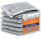 ANTIL'S Multipurpose Wire Dishwashing Rags for Wet and Dry Stainless Steel Scrubber Non-Scratch Wire Dishcloth for Washing Dishes Sinks Counters Easy Rinsing Machine Washable Pack 6