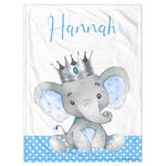 Personalized Baby Blanket for Girls Boys Custom Baby Blanket with Name Elephant Customized Baby Blanket Gifts for New Mom Customize Baby Blanket for Kids Newborn Birthday