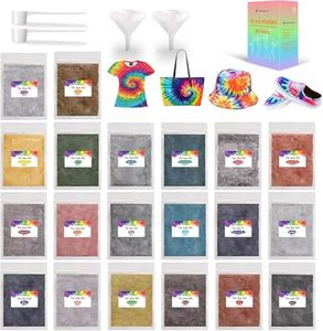 Tie Dye Powder Refills 400g - 20 Vibrant Colors Permanent Tie Dye Powder for Tie Dyeing, Easy to Use & Non-Toxic Tie Dye Powder Bulk for Kids Adults