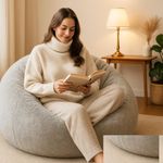 Mollismoons Bean Bag XXXL Size for Adults & Kids Fur bin Bag Luxury Bean Bag Chair (Grey, Bean Bag Filled with Beans (no Asselbly Required))