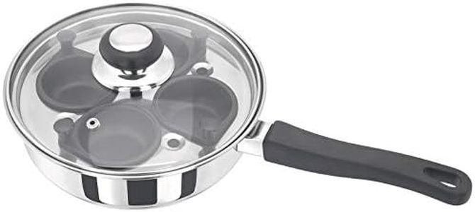 Judge Essentials Four-Cup Egg Poacher and Stainless Steel Frying Pan, 20cm, Vented Glass Lid and Stay-Cool Handle