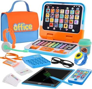 Kids Laptop Phone and LCD Writing Tablet 12PCS Electronic Pretend Play Toys