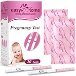 Easy@Home 20 Pregnancy Test Strips for Early Detection, 10 MIU/mL, 5 mm Width