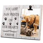 Pet Picture Frame Cat or Dog Pawprints on Our Hearts Forever Memorial Gifts