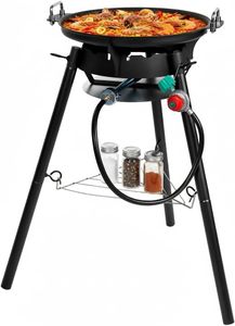 RYHOFOUD 16 Inch Paella Pan Set with Propane Burner and Adjustable Stand