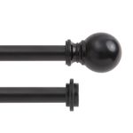 Matte Black , 66 to 120-Inch : Kenney Ball End Double Window Curtain Rod, 66 to 120-Inch, Matte Black