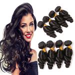 4 Bundles Of Loose Wave Brazilian Hair Four Bundles Unprocessed Real Virgin Remy Weaving Hair Color Wavy Hair Extensions Human Hair Weft 10 A Unprocessed Hair 22 24 26 28 Inch