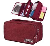 Seagull flight of fashion 3 Layer Lingerie Organizer Bag, Travel Pouch for Storage of Bra, Underwear, Innerwear, Cosmetics, Toiletry for Women - 28 X 15 X 13 Cm - Wine Red