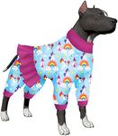 LovinPet Large Dog Pjs, Anti Licking Cotton Dog Bodysuit,UV&Post Operative Protection, Lightweight Stretchable Seven-Color Rainbow Castle Prints Large Dog Pajamas as Base Layer Shirt for Dog Dresses