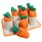 PAWS MANIA Interactive Dog Puzzle Toy (Carrot) for small to medium sized dogs, hide and seek treats with hidden squeakers