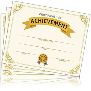 Gold Certificate of Achievement, Preschool Kindergarten Diploma Certificates for Kids, Graduation Certificates of Completion Award, Student of The Month Certificates for Students (25 Pcs)- 03