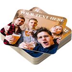 Personalized Beer Mats Photo Coasters Drinks Mats Pack of 24 - Laminated Cardboard Top Add Photo Text