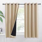 PONY DANCE Eyelet Blackout Curtains for Living Room - Biscotti Beige Curtains Window Panels with Lining For Full Shading Double Layers Bedroom Blinds for Night Shift Worker, 2 Panels, W 52" x D 54"