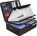 Fireproof Document Box 5200℉ File Organiser Waterproof and Fireproof Document Storage,Multi-Layer Portable Filing Box Home Office A4 Document Organiser with Lock for Important Documents,Certificate