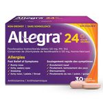 Allegra 24 Hour Allergy Medication, Non Drowsy, Fast and Effective Multi-Symptom Allergy Relief Medicine for Sneezing, Watery Eyes and Itchy Throat, Fexofenadine Hydrochloride 120 mg, 30 Tablets