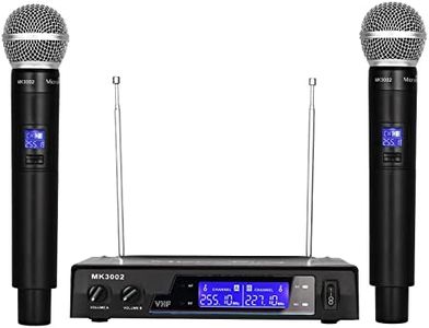 MicrocKing Wireless Microphone System Dynamic Handheld Microphones,150-260Ft Operating Range,16 Hours Continuous Use,Ideal for Karaoke, Party, DJ, Church, Wedding, Indoor/Outdoor Activities