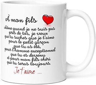 Luigi Collection Mug Mon Fils je t’Aime Humour Tasse Message drôle Amour Idée Cadeau Original d'Homme Garçon Enfant Famille pour Anniversaire St Valentin Noël Fête Déclaration Mère Père. Céramique