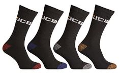 JCB - Men's Black Workwear Boot Socks | 4 Pairs | U.K. Size 6-11 | Reinforced Men's Boot Work Socks (UK, Numeric, 6, 11, Regular, Regular, Black/Grey)