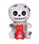 SUMMIT COLLECTION Furrybones Mummy Signature Skeleton in White Bandaged Egyptian Corpse Costume with a Red Gummy Bear