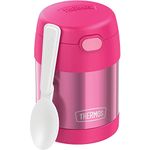 THERMOS FUNTAINER 10 Ounce Stainless Steel Vacuum Insulated Kids Food Jar with Folding Spoon, Pink