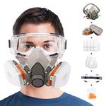 ANUNU Chemical Respirator with Filters and Goggle Earplug Dust Cover Paint Respirator for Epoxy Resin, Welding Woodworking, Polishing, Spraying, Mold Removal, Lead, Construction