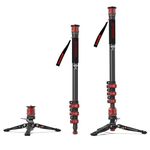 IFOOTAGE Cobra 3 C180F-P Carbon Fiber Camera Monopod with Pedal Base & Low-Profile Tripod – Professional Travel Monopod for DSLR, Sony, Nikon (Max Load 22lb/10kg)