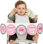 Big Dot of Happiness Pink Elephant 1rst Birthday Highchair Decor - I Am One - First Birthday High Chair Banner