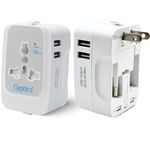 Ceptics Universal Japan Travel Adapter, 3 in 1 India to Japan Plug Adapter, Universal Travel Accessories 2 USB 2.4A, 100-250 Voltage Travel Charger, Universal Charger Adapter, White