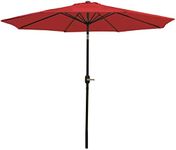 Sunnydaze 9-Foot Patio Umbrella - Push-Button Tilt and Crank Handle - Aluminum Pole and Polyester Shade Canopy - Red