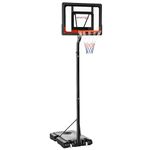 SPORTNOW Height Adjustable Basketball Hoop and Stand w/Sturdy PVC Backboard and Weighted Base, Portable on Wheels, 2.1-2.6m