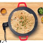 InstaCuppa Portable Electric Tawa 14 Inch (35 CM) with Temperature Control - Ideal for Dosa, Roti, Chapati, Uthappam, Paratha, Naan - Large Non-Stick Surface - Safe, Quick & Even Heating, 1500 Watts