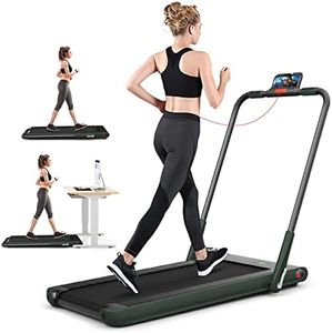 Costway Treadmill 2-in-1 for Running and Walking, Max 12km/h, Under Desk Walking Pad with APP & Remote Control, Phone Holder, LED Display & Speaker, Cardio Training Machine for Home Office