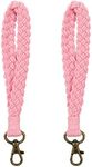 AOKSUNOVA Wristlet Keychain Pink for Women Macrame Wrist Keychain Key Lanyard for Phone Wallet Id Card Badges