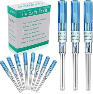 Autdor Catheter Needles 50Pcs Piercing Needles 22 Gauge IV Catheter Needles Ear Nose Piercing Needles Stainless Steel Hollow Needles for Ear Nose Lip Tongue Belly Navel Nipple Cartilage Piercing Kit