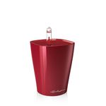 LECHUZA Self Watering Plant Pot MINI DELTINI Small Flower Plant Pot Indoor Table Plastic Planter without Drainage Hole D10 H13 cm Scarlet Red High-Gloss