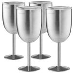 FineDine Wine Tumbler with Lid, Wine Glass, Verre a Vin, Stainless Steel 12 Oz Double-Walled Insulated, Unbreakable Wine Glasses, Ideal for Travelling, Camping, Outdoor Activities (4 Pack)