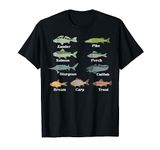 Types Of Freshwater Fish Funny Fishing Gifts For Men Kids T-Shirt