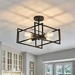 ZGLAOJT 4-Lights Close to Ceiling Light，Black Light Fixture Industrial Flush Mount Ceiling Light ，Farmhouse Chandelier Lighting for Kitchen Island Dining Room Bedroom Foyer Hallway