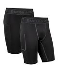 DANISH ENDURANCE Compression Shorts, Running, Gym & Workout, Quick Dry, for Men, 2-Pack, Multicolour (1x Black, 1x Black/Grey), XL