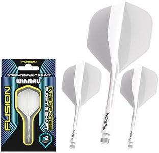 Winmau Darts Fusion Integrated Flight & Shaft System - No.2 Shape & Design - White Colour, Medium Length