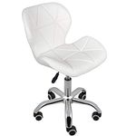 Charles Jacobs Home Office Swivel Computer Desk Chair with a Height Adjustable Chrome base and Wheels - White PU